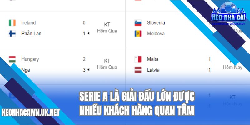Serie A là giải đấu lớn được nhiều khách hàng quan tâm